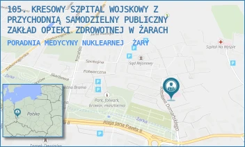 PORADNIA MEDYCYNY NUKLEARNEJ - 105. KRESOWY SZPITAL WOJSKOWY Z PRZYCHODNIĄ SAMODZIELNY PUBLICZNY ZAKŁAD OPIEKI ZDROWOTNEJ W ŻARACH - UL. DOMAŃSKIEGO 2,  ŻARY