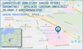 ZAKŁAD RADIOTERAPII - SAMODZIELNY PUBLICZNY ZAKŁAD OPIEKI ZDROWOTNEJ - OPOLSKIE CENTRUM ONKOLOGII IM.PROF.T.KOSZAROWSKIEGO - UL. KATOWICKA 66A,  OPOLE