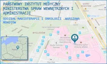 ODDZIAŁ RADIOTERAPII I ONKOLOGII - PAŃSTWOWY INSTYTUT MEDYCZNY MINISTERSTWA SPRAW WEWNĘTRZNYCH I ADMINISTRACJI - WOŁOSKA 137,  WARSZAWA MOKOTÓW